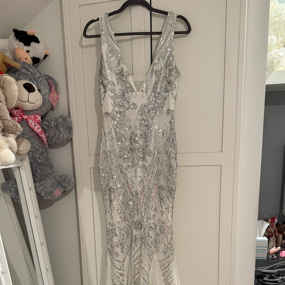 Silver and White Gown